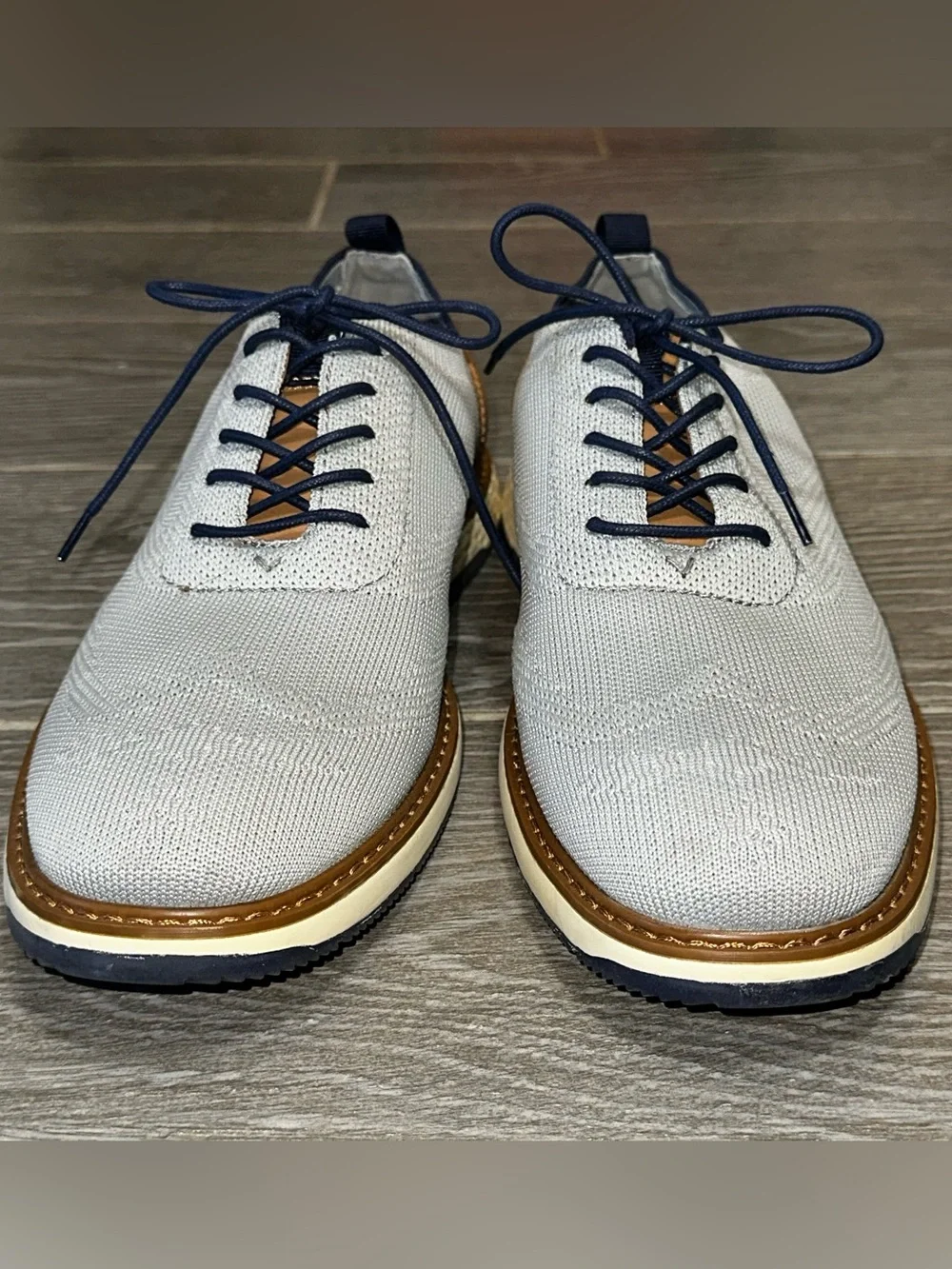 Vince Camuto Staan Lace-Up Men’s 9.5 Oxford Shoes Gray Knit Fashion Sneakers